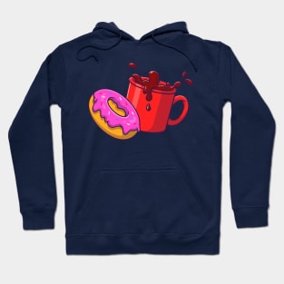 Donut And Coffee Cartoon Hoodie